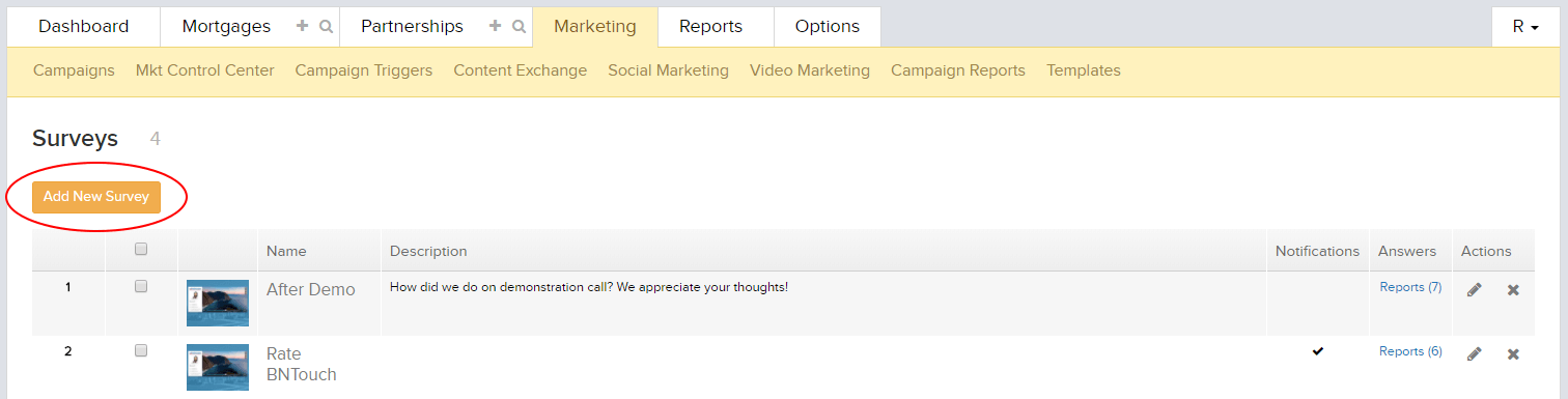 create mortgage crm surveys