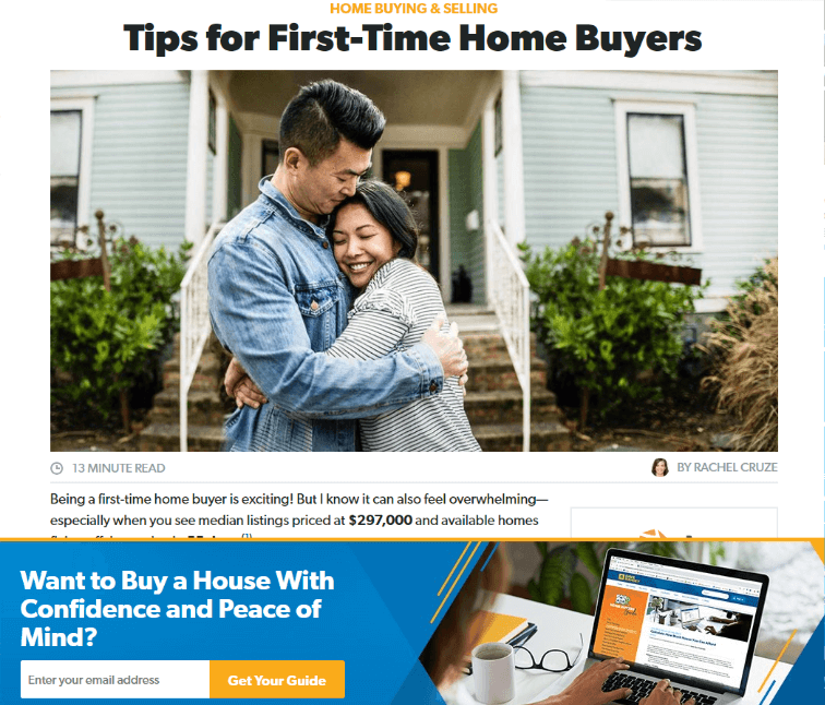 first time home buyer landing page