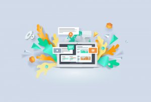 loan officer social media on screen with multi abstract images