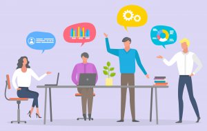 Mortgage Marketing Compliance 4 people behind desk thinking about mortgage marketing