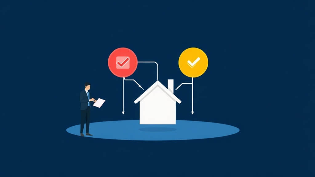 Text-free editorial illustration of a small mortgage team testing a CRM workflow before launch