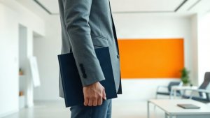 Mortgage professional reviewing an AI work process in a bright office