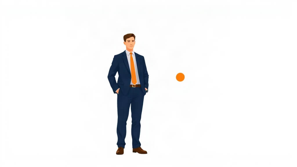Text-free editorial illustration of a loan officer reviewing practical work habits