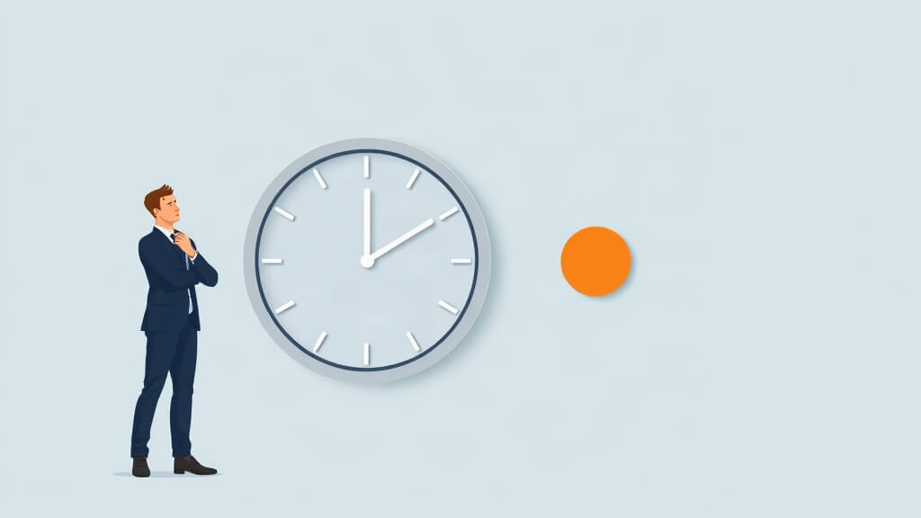 Text-free editorial illustration of a loan officer reviewing a daily mortgage work rhythm
