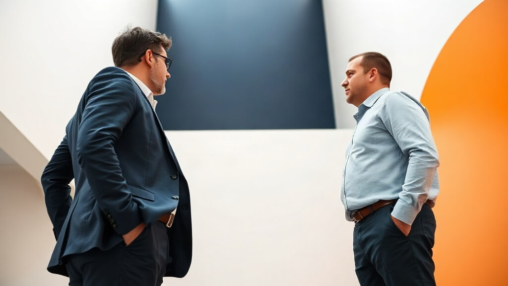 Mortgage loan officer planning a focused workday with a colleague in a bright modern office