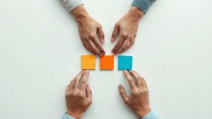 Mortgage professionals reviewing a human-review checklist for borrower and partner conversations