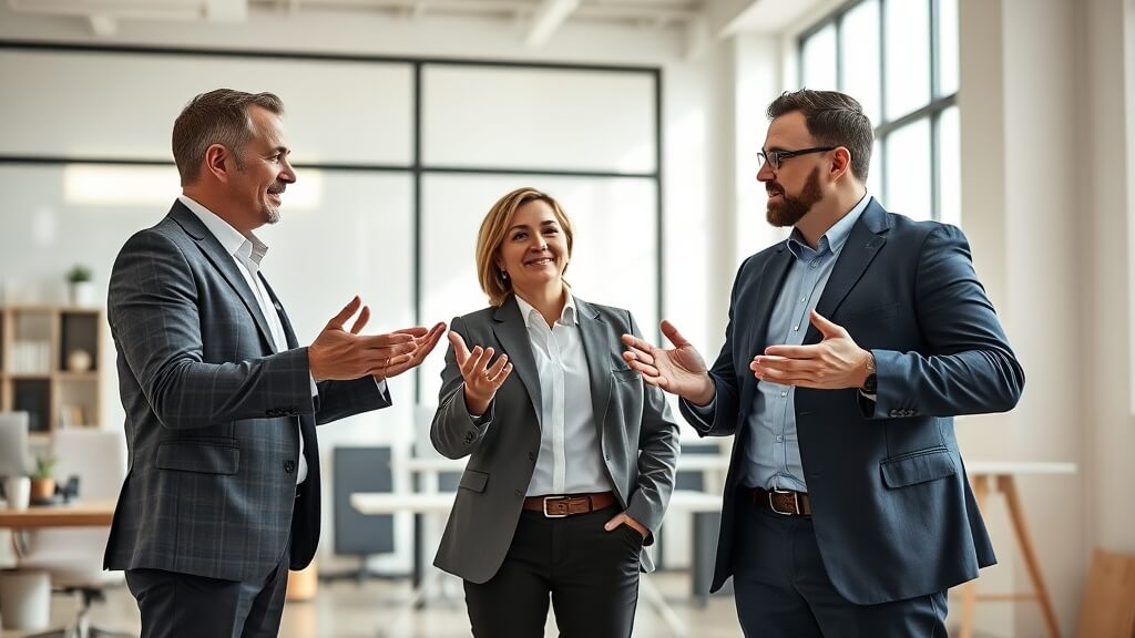 Mortgage loan officer and implementation lead reviewing a CRM launch workflow in an office