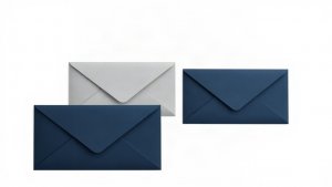 Text-free editorial illustration of a loan officer reviewing a mortgage email campaign workflow