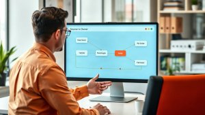 Loan officer reviewing lead sources, ownership, and next actions on a desktop workflow board