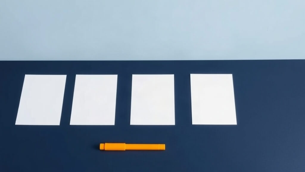Text-free editorial image of a mortgage lead-management review workflow with organized blank record cards