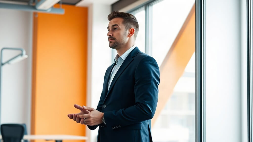 Mortgage professional preparing to review a borrower workflow in a bright office