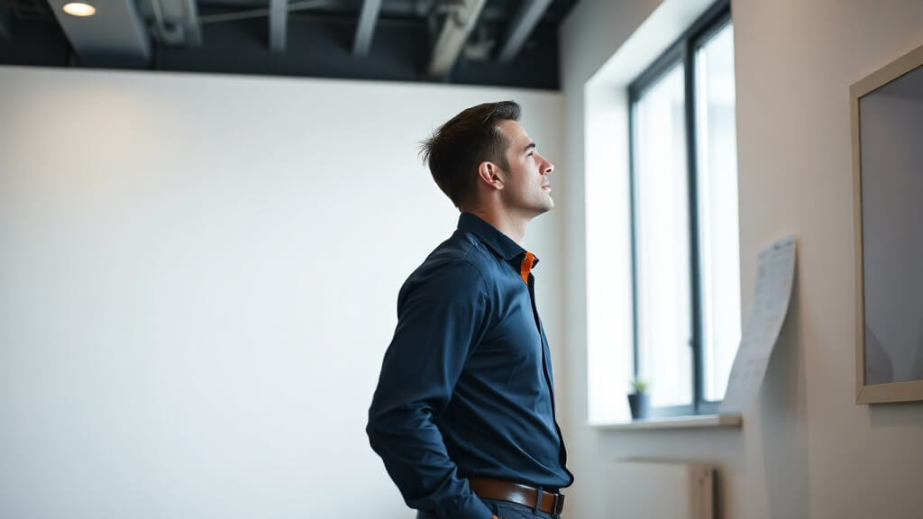Mortgage loan officer reviewing an online lead-intake workflow in a bright office.